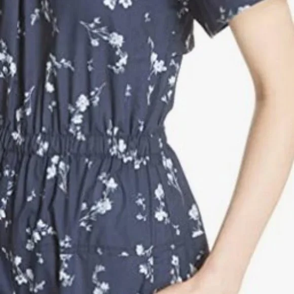 Rebecca Taylor Francine Floral Poplin Jumpsuit, Open Cape Back, Navy, Sz 6 - Picture 7 of 13